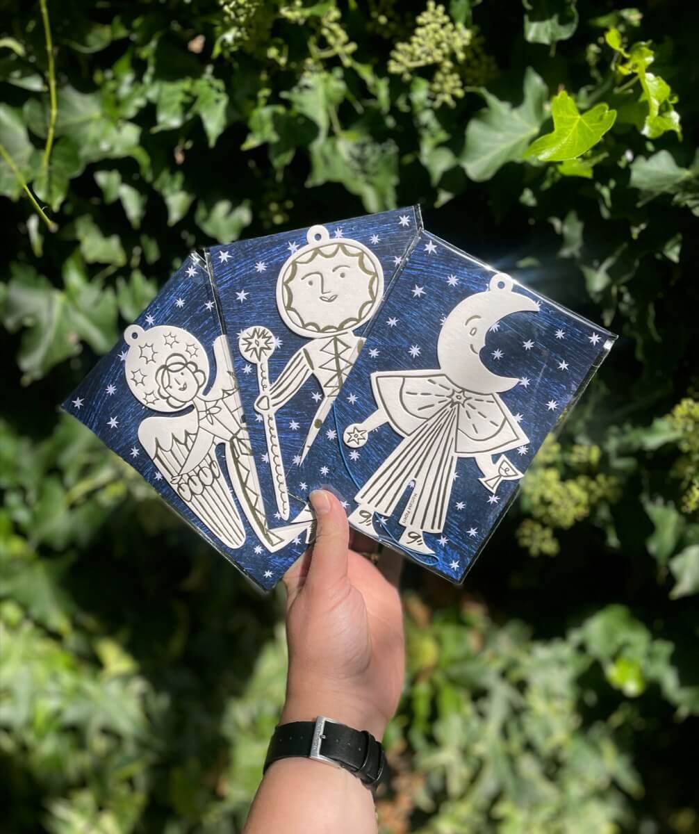 Celestial Ornaments for the Christmas Tree in eco-friendly packaging