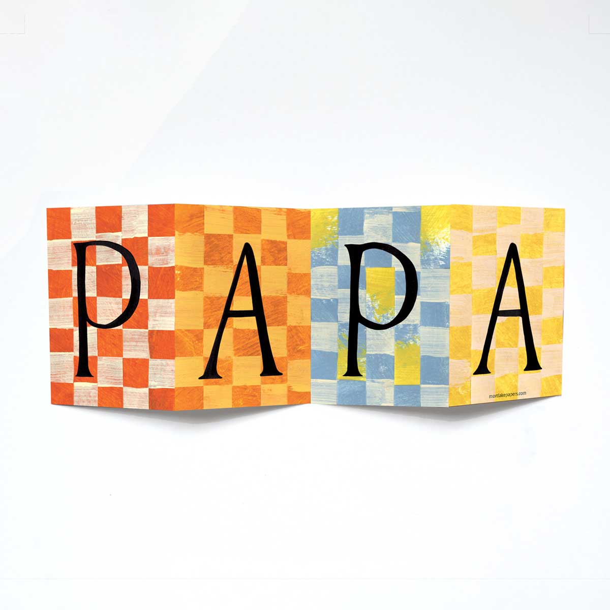 Fathers Day card with hand-painted lettering and a bright, patterned design on 100% recycled paper