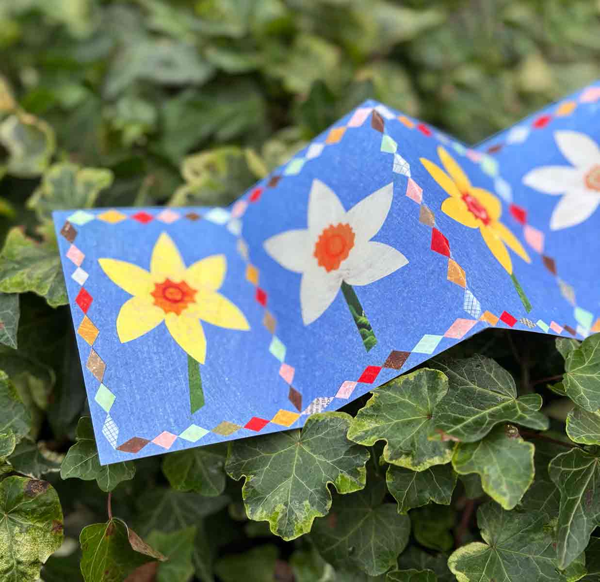 Patchwork Daffodil Concertina Card | Mother’s Day Card | Easter Card