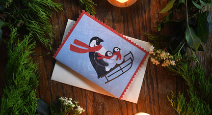 Penguin Family Christmas card